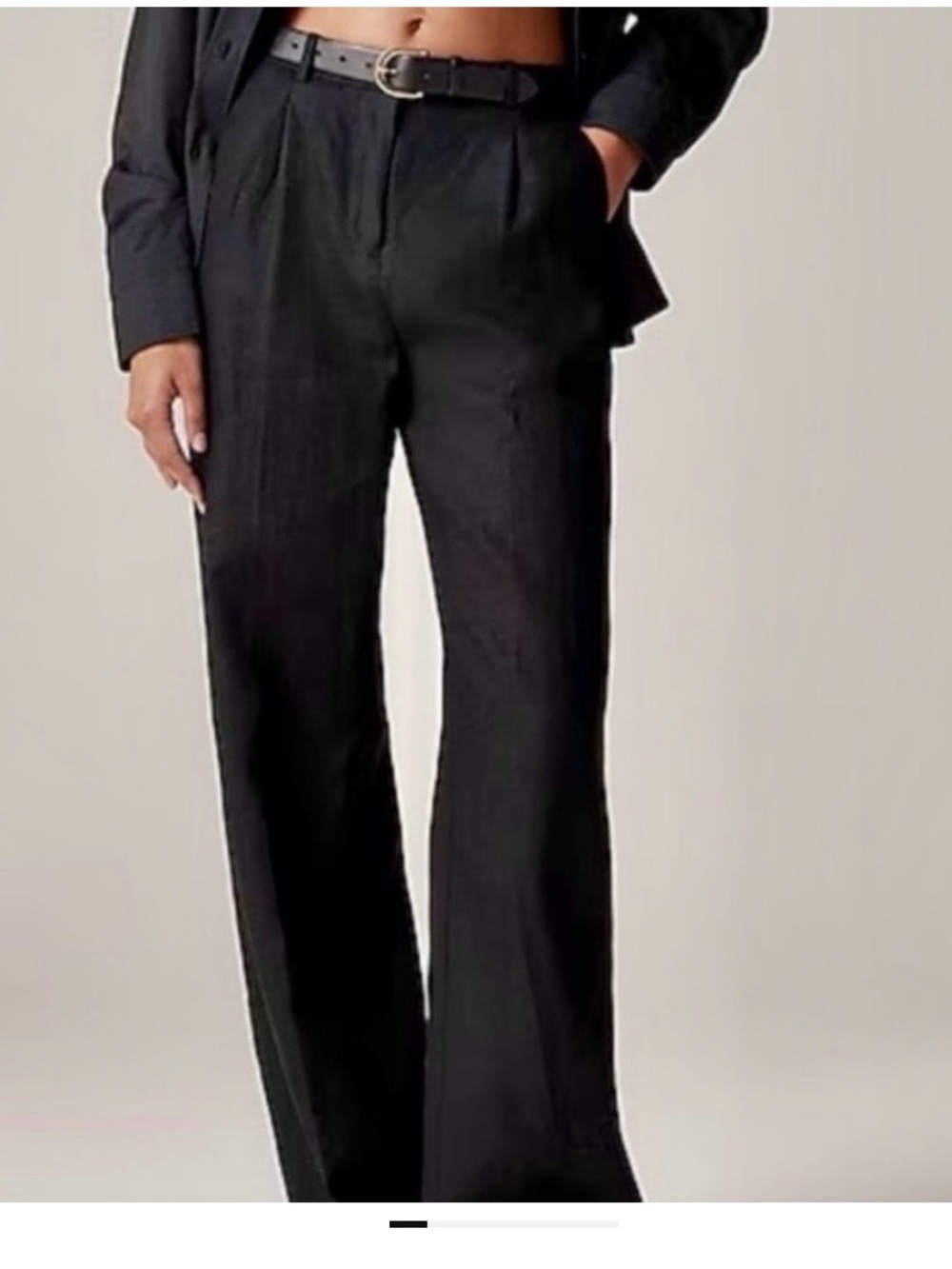 J Crew Essential wide leg linen trouser, black